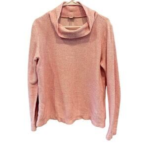 J.Crew Womens Mock Neck Sweater M Popover Heather Pink Cotton Athleisure Beach